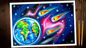 Raising awareness to protect earth from asteroids and inspire the next generation. World Asteroid Day Chat Poster Drawing Meteor Shooting Star Scenery Drawing With Oil Pastel Colours Youtube