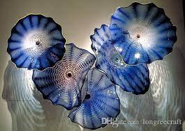 2021 Creative Aquarium And Spa Wall Decor Crystal Sea Blue Color Murano Glass Wall Art Wall Plate From Longreecraft 84 43 Dhgate Com In 2021 Glass Wall Art Blown Glass Wall Art Plate Wall Art
