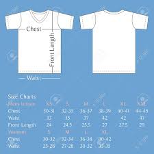 Vector T Shirt Template Back And Front With Size Chart For Man