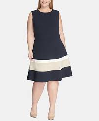 Tommy Hilfiger Plus Size Scuba Fit Flare Dress Reviews Dresses Plus Sizes Macy S Plus Size Dresses Fashion
