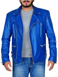 Stylish Blue Brando Leather Jacket Men Jacket Mauvetree Blue Jacket Men Mens Blue Leather Jacket Blue Leather Jacket