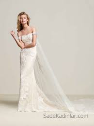 2019 Pronovias Balik Gelinlik Modelleri Omzu Acik Dusuk Kol Kalp Yaka Nakis Islemeli Gelinlik Stilleri Gelin Elbisesi The Dress
