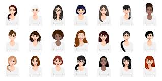 conjunto de chicas lindas de dibujos animados con diferentes peinados  1241713 Vector en Vecteezy