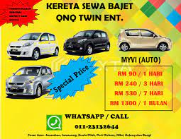 Untuk sewaan secara harian adalah rm100 sehari dan lebih menjimatkan jika menyewa lebih dari sehari sekaligus. Kereta Sewa Seremban 3 Qnq Twin Ent July 2018