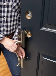 The ryobi door lock installation kit jig must be modified before drilling with a hole saw to enlarge lockset, deadbolt, or door handle holes. How To Install Front Door Hardware Better Homes Gardens