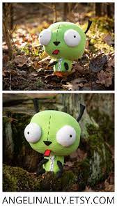 Invader Zim Inspired Gir Plush Invader Zim Gir Handamde Etsy Handmade Soft Toys Handmade Plush Invader Zim