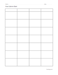 Four Column Chart With Rows For Note Taking And Sequencing
