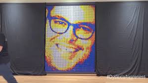 Josh Gad mosaic with Rubik's cubes made by Benjamin Russo