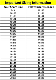 Pillow Insert Size Chart Best Picture Of Chart Anyimage Org