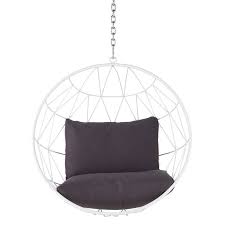 Garten Hangesessel Aus Weissem Metall Mit Grauen Kissen Maisons Du Monde Sessel Kissen Grauer Stoff