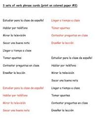 Spanish Ar Verb Sentence Manipulatives Sentence Strips Verb Sentences