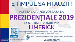 9 noiembrie 10:02 am · bucurești · categorii: Alegeri PrezidenÈ›iale 2019 In Limerick Eiro AsociaÈ›ia Irlandezo RomanÄƒ CulturalÄƒ È™i De Afaceri