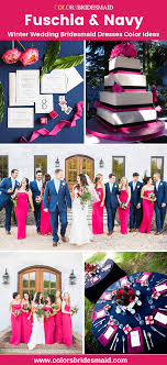 Hottest Winter Wedding Color Palette 2019 Fuschia And Navy Blue Fuschia Bridesmaid Dres Fuschia Wedding Fuschia Bridesmaid Dresses Winter Bridesmaid Dresses