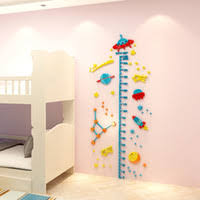 3d Ufo Rocket Height Measure Wall Sticker Baby Kids Rooms Growth Chart Nursery Room Decor Wall Art
