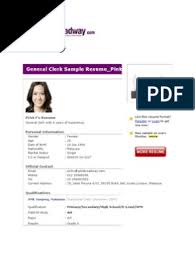 Standard cv format pdf in india cv of mohammed imran pasha civil engineer. General Clerk Sample Resume