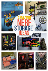 Here is a real simple diy nerf gun storage rack system for under $$20.00 bucks. Nerf Storage Ideas A Girl And A Glue Gun
