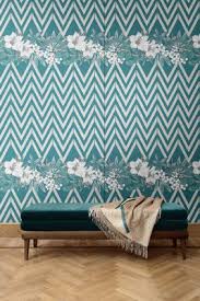 With classic v neck wrap design, this dress has back zip fastening and tie back for a fitted look. Flowers And Chevron Pattern 4 Fabric Wall Covering By Chiara Mennini For Midsummer Milano For Sale At Pamono