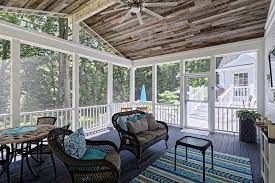 Check spelling or type a new query. Deck And Screened Porch Featured Reclaimed Wood Ceiling Beach Style Porch Dc Metro By Core Outdoor Living Houzz