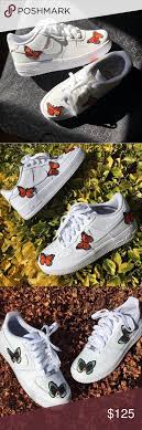Custom Butterfly Embroidered Nike Air Force 1 Low Nike Air Force Embroidered Butterfly Mens Nike Shoes