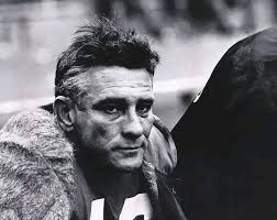 Glen Condren #70 of the New York Giants seen here rushing the Green Bay  Packers Qb Bart Starr during their pre season game