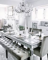 Long Glass Dining Table Like Triim Long Bench Bench High Back Bench Two Chaird Luxury Dining Room Elegant Dining Room Neutral Dining Room