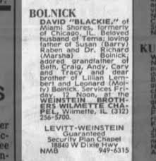 Daid Bolnick death notice