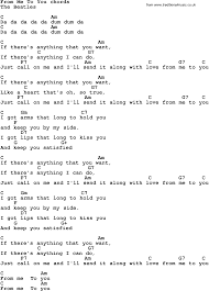 From Me To You Lyrics And Chords Guitar Chords And Lyrics Beatles Songs