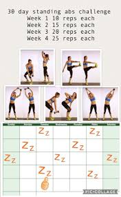 30 Day Standing Abs Challenge Tired Of Crunch Or Sit Ups Try These Moves Instead Weight As You Find It Comf Standing Abs Abs Challenge Standing Up Ab Workout