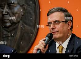 Marcelo Ebrard, Mexico's Secretary of Foreign Affairs, speaks at the  Embassy of Mexico, Wednesday June 5, 2019, in Washington. (AP  Photo/Jacquelyn Martin Stock Photo