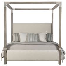 This king size canopy bed includes a sheer fabric insert for the canopy frame to add a touch. Bernhardt Palma California King Upholstered Canopy Bed Jacksonville Furniture Mart Canopy Beds