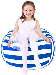 Amazon Com Lukeight Stuffed Animal Storage Bean Bag Chair Cover For Kids And Adults Storage Bean Bag Wi In 2020 Bean Bag Chair Kids Striped Bean Bags Bean Bag Covers
