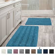 Mohawk home riverdale bath rug. Bathroom Rugs Slip Resistant Extra Absorbent Soft And Fluffy Thick Striped Bath Mat Non Slip Microfiber Shag Floor Mat Dry Fast Waterproof Bath Mat Set Of 2 20 In 2021 Blue Bathroom Rugs
