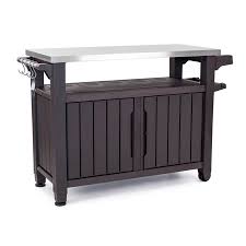 Most storage units only come in a monochromatic color scheme. Keter Unity Xl Portable Outdoor Table And Storage Cabinet With Accessory Hooks Espresso Brown On Walmart Accuweather Shop