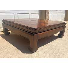 Oval coffee table in maple with traditional stencil detail. Vintage Thomasville Ming Style Coffee Table Chairish Coffee Table Coffee Table Prices Asian Coffee Table