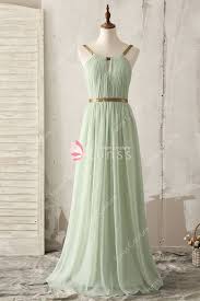 Unique Gold Strap A Line Mint Green Bridesmaid Dress Green Chiffon Bridesmaid Dress Mint Green Bridesmaid Dresses Crepe Bridesmaids Dress