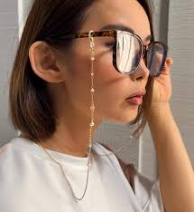 Peach Moonstone and White Pearl Glasses Chain (14K Gold Filled