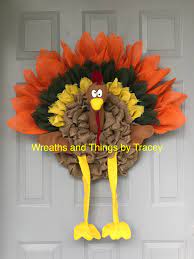 Burlap Turkey Wreath By Wreaths And Things By Tracey 2017 Thanksgiving Mesh Wreath Turkey Wreath Thanksgiving Crafts