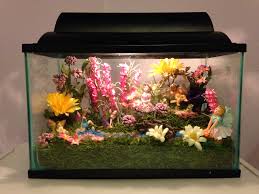 Fairy Garden Fish Tank Made As A Night Light For My Nieces Bedroom Fairy Garden Bubble Art Faeries Gardens