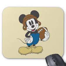 Sporty Mickey Holding Football Mouse Pad Zazzle Com In 2021 Mickey Mickey Mouse Football Poster