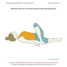 Reclined Half Cow Face Pose Supta Ardha Gomukhasana Level Beginner Position Supine Type Twist Stretch See De Cow Face Pose Yoga Poses Online Yoga