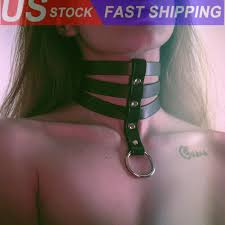 Fetish PU Leather three Layer Collar Neck Choker Gothic Collar BDSM Bondage  Belt | eBay