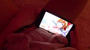 Japanese girl masturbates with a big dildo while watching hentai when her  parents are at home and mo