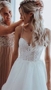 Shining Tulle Spaghetti Straps Beaded Appliqued A Line Wedding Dresses Wd193 Wedding Dresses With Straps Spaghetti Strap Wedding Dress Wedding Dresses