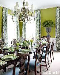 I thought it would blend in with the foliage in summer. This Colonial Home Perfectly Balances Bold And Traditional Details Green Dining Room Dining Room Paint Colors Dining Room Paint