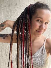 Viking Dreadlock Ponytail: Brown & Red Synthetic Hairpiece