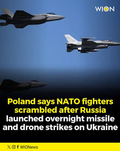 Poland announced that NATO fighter jets were scrambled in response to overnight Russian missile and drone attacks against Ukraine. #Russia # Ukraine #NATO #Poland