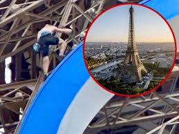 Shirtless Man Climbs Eiffel Tower Hours Before Olympics Closing Ceremony