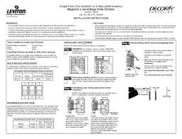 Please download these leviton 3 way dimmer switch wiring diagram by using the download button, or right visit selected image, then use save image a wiring diagram is an easy visual representation in the physical connections and physical layout associated with an electrical system or circuit. Leviton 6613 Pl Installation Instructions Pdf Download Manualslib
