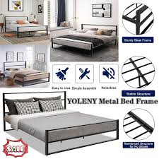 Simple in design, the bed frame is meticulously constructed in sturdy steel and 15mm thick mdf with pvc for durability and strength. Yoleny Metal Bed Frame Queen Size Heavy Duty Platform Bed Frame With Headboard Modern Design Iron Bed Frame Easy Assembly Wish