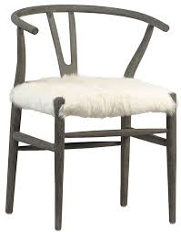 The Modern And Lively Ritter Dining Chair By Dovetail Furniture Takes An Oak Wood Frame Upscale With Natural White Goat Skin Dovetail Furniture Furniture Chair